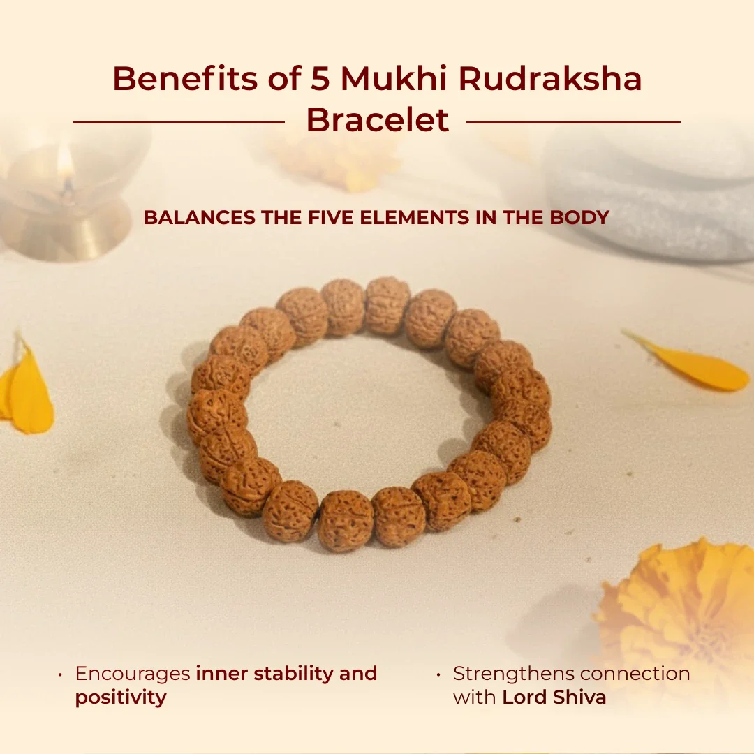 5 Mukhi Rudraksha Bracelet - Image 3