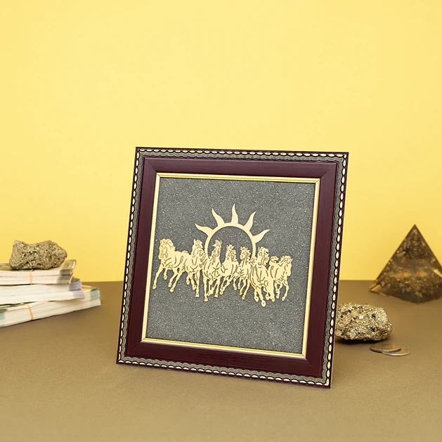 7 Horses Raw Pyrite Frame for Vastu & Prosperity with FREE Raw Pyrite Stone - Image 5