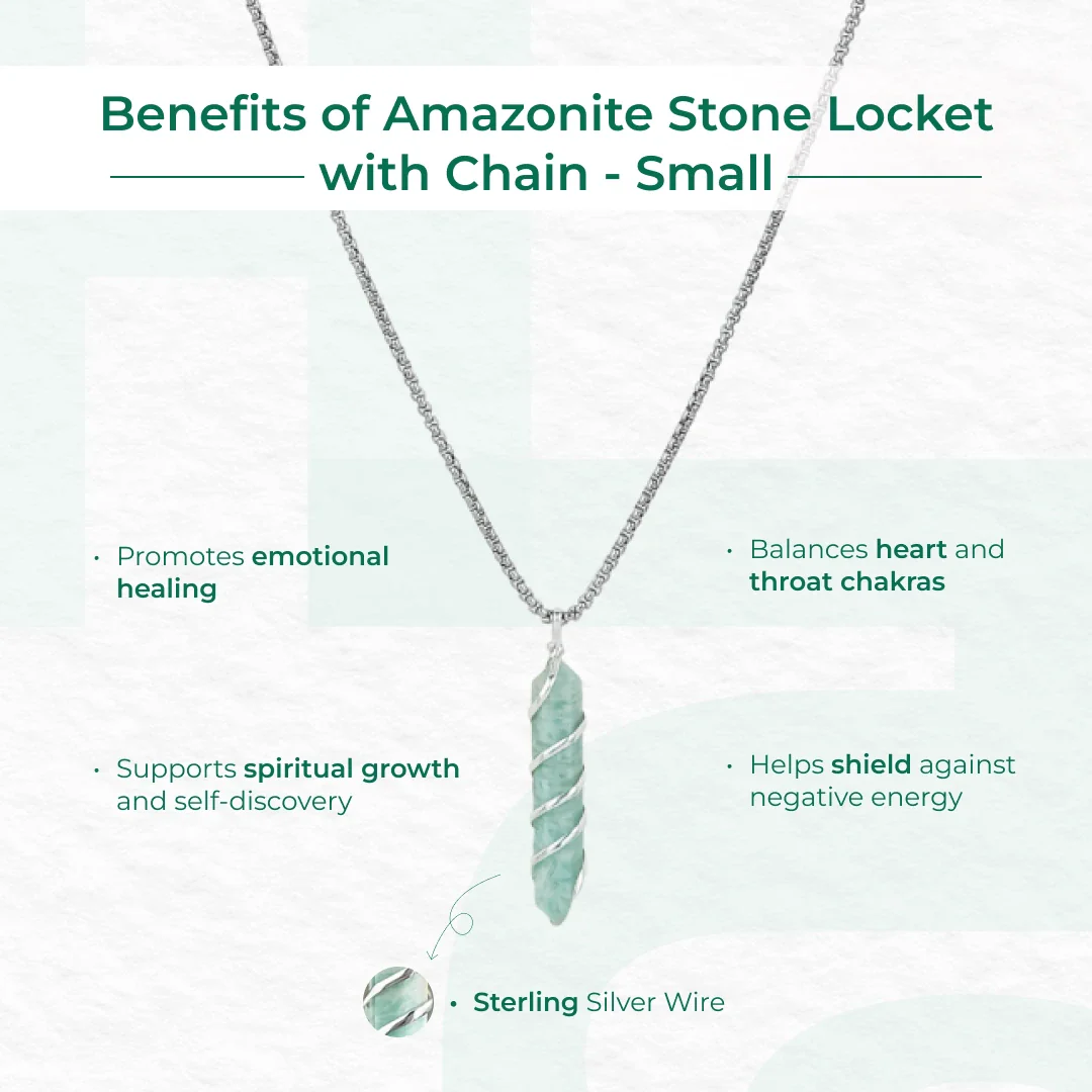 Amazonite Stone Locket with Chain - Image 9