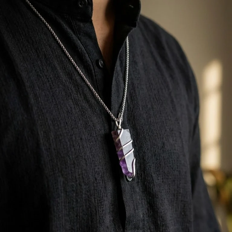 Amethyst Stone Locket with Chain - Image 3