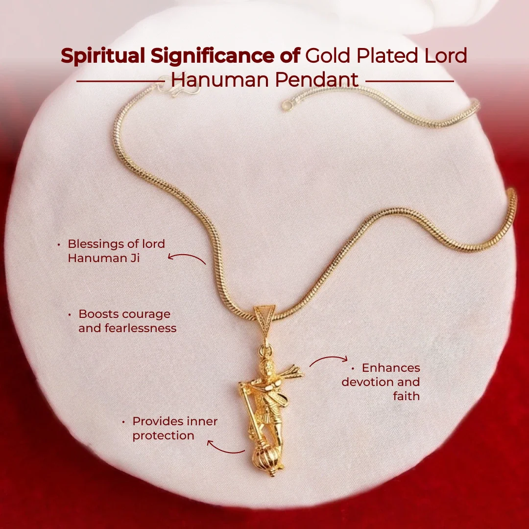 Gold Plated Lord Hanuman Pendant - Image 3