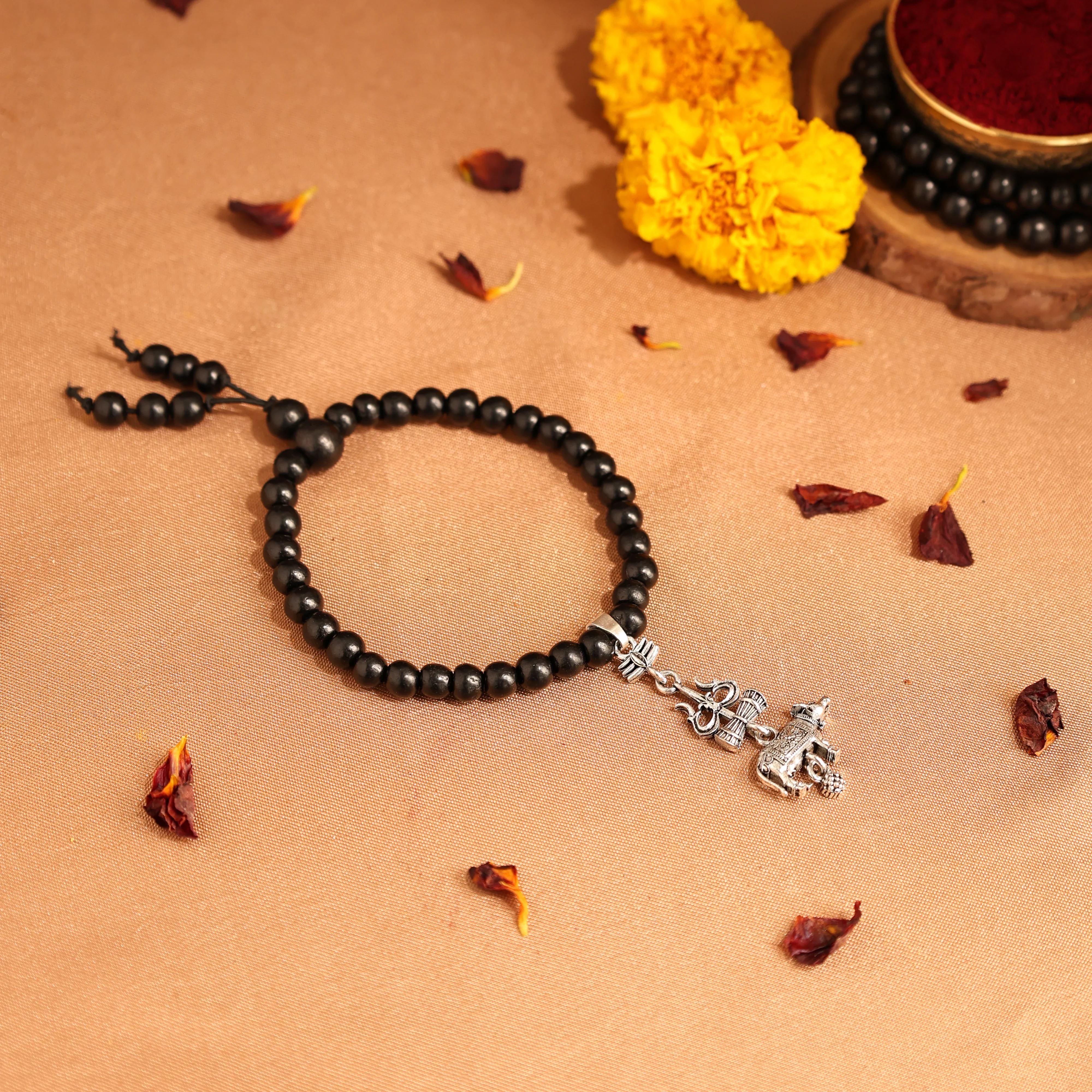 Karungali Malai Bracelet with Shiv Nandi Trishul - Image 2