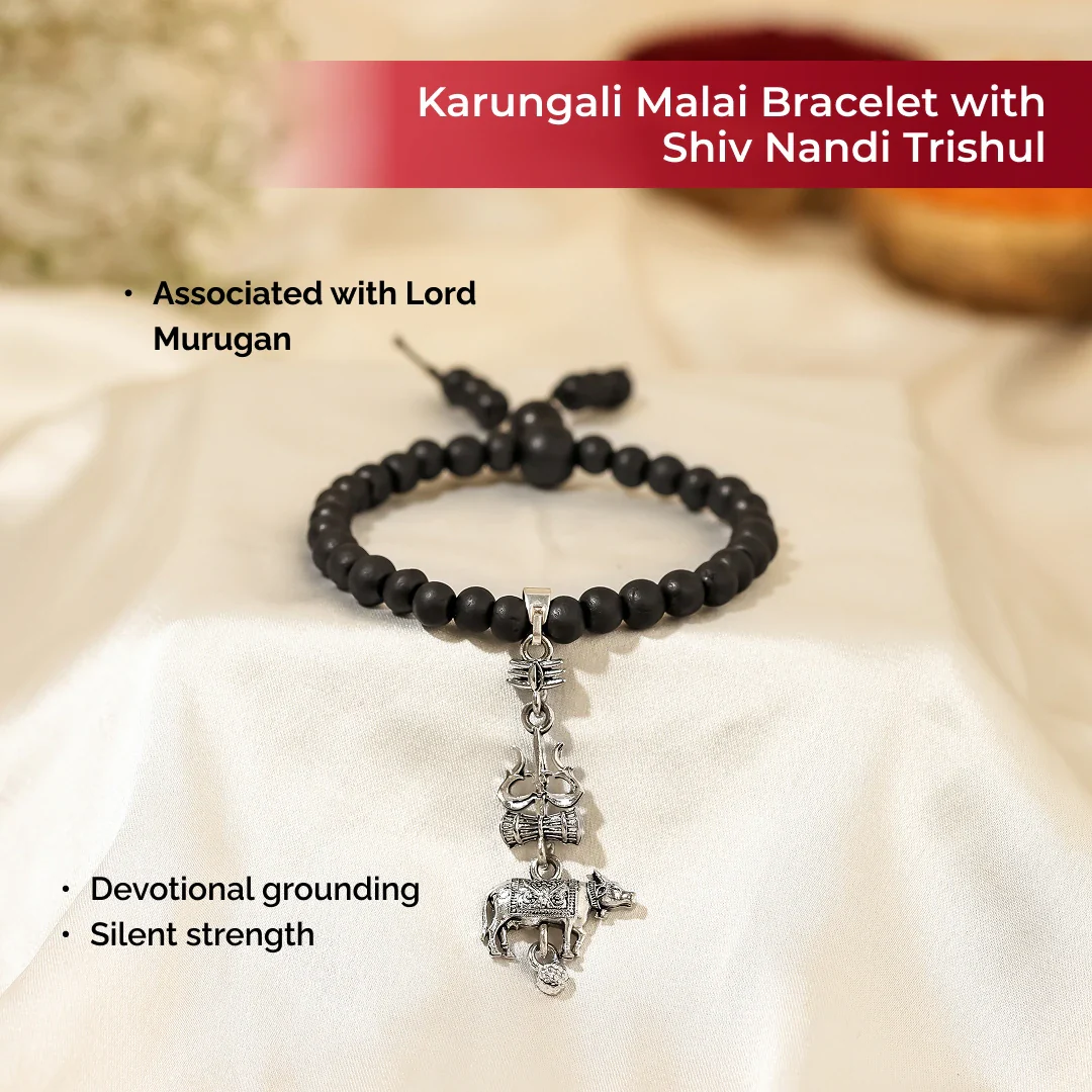 Karungali Malai Bracelet with Shiv Nandi Trishul - Image 3