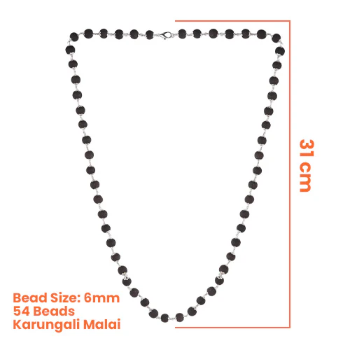 Karungali Malai Silver Cap Plated Necklace with Certification with FREE Karungali Bracelet - Image 10