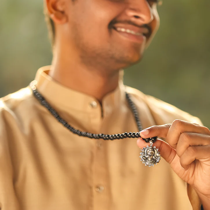 Karungali Malai with Murugan Face Pendant - Image 7