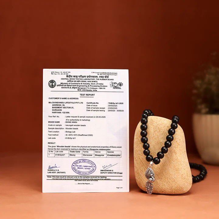 Karungali Malai with Vel Peacock Pendant - Image 6
