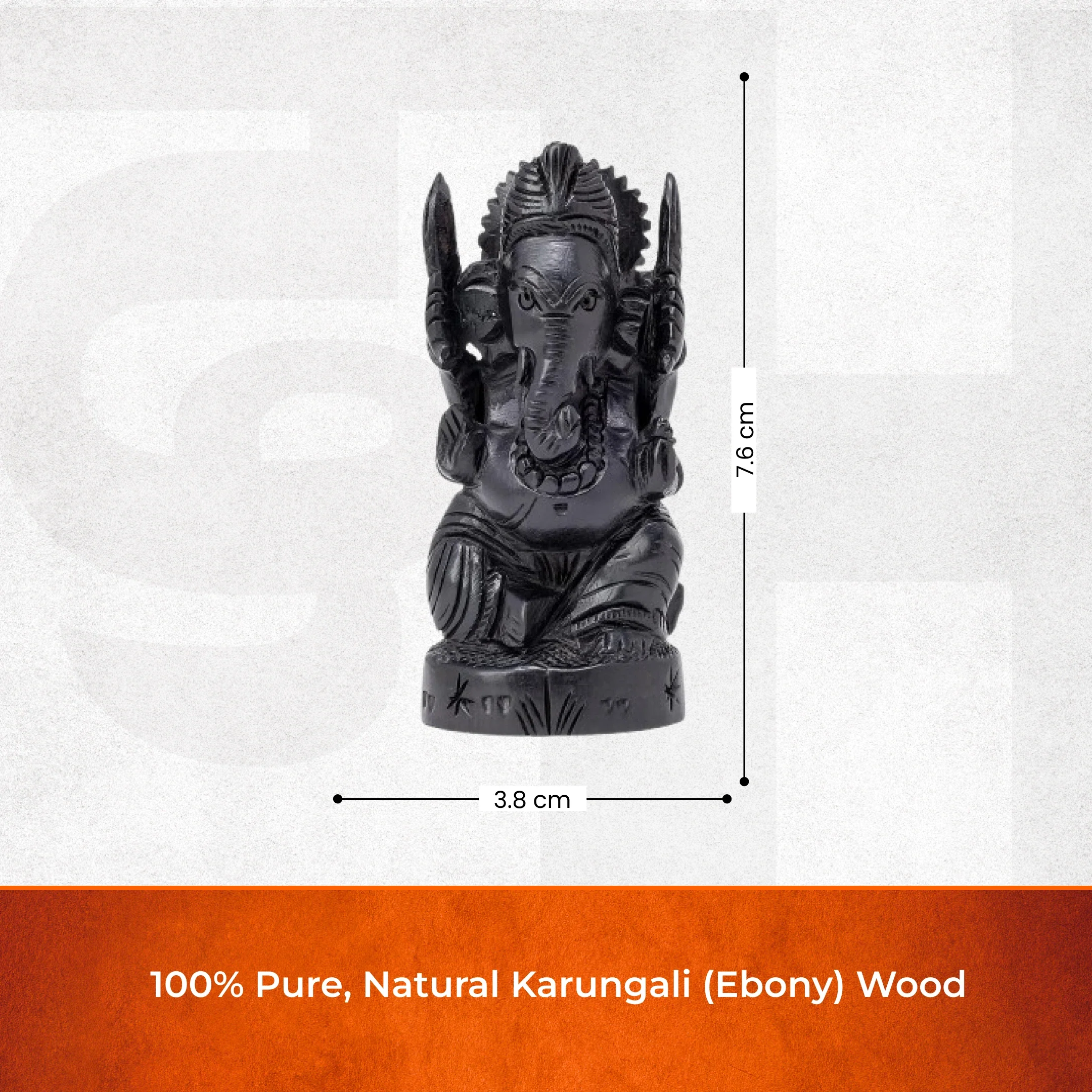 Divine Hindu Lord Ganesh Karungali Idol – Ebony Wood - Image 4
