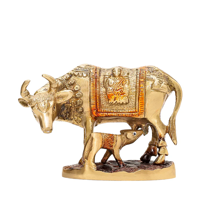 Lord Krishna Kamdhenu cow with calf - Image 3