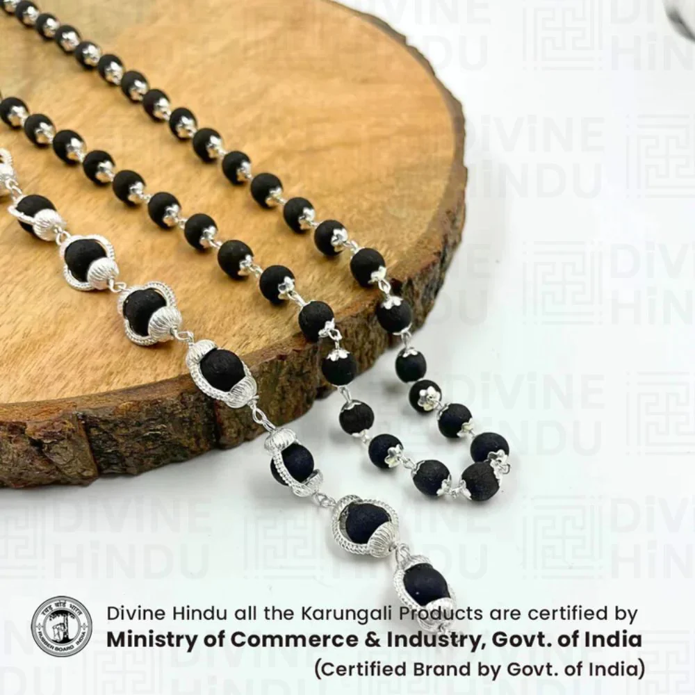 Original Karungali Malai with Silver cap 54-Beads & Karungali Malai Bracelet Combo with Govt. Certification - Image 4