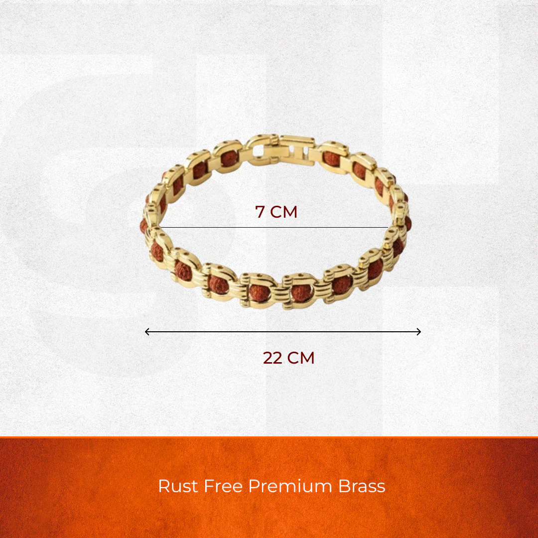 Semi circle Gold Plated Rudraksha Bracelet - Image 3