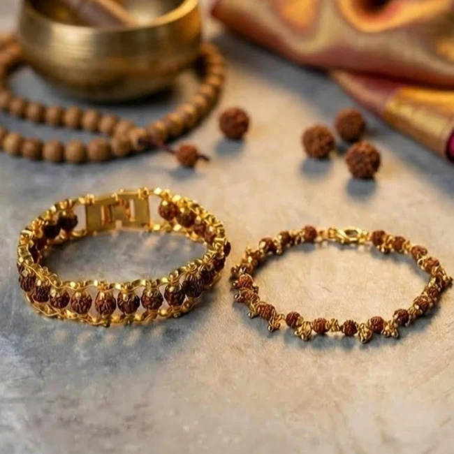 Shakti-Trishool Raksha Kavach: Rudraksha Chain Bracelet & Rudraksha Bracelet For Women - Image 2