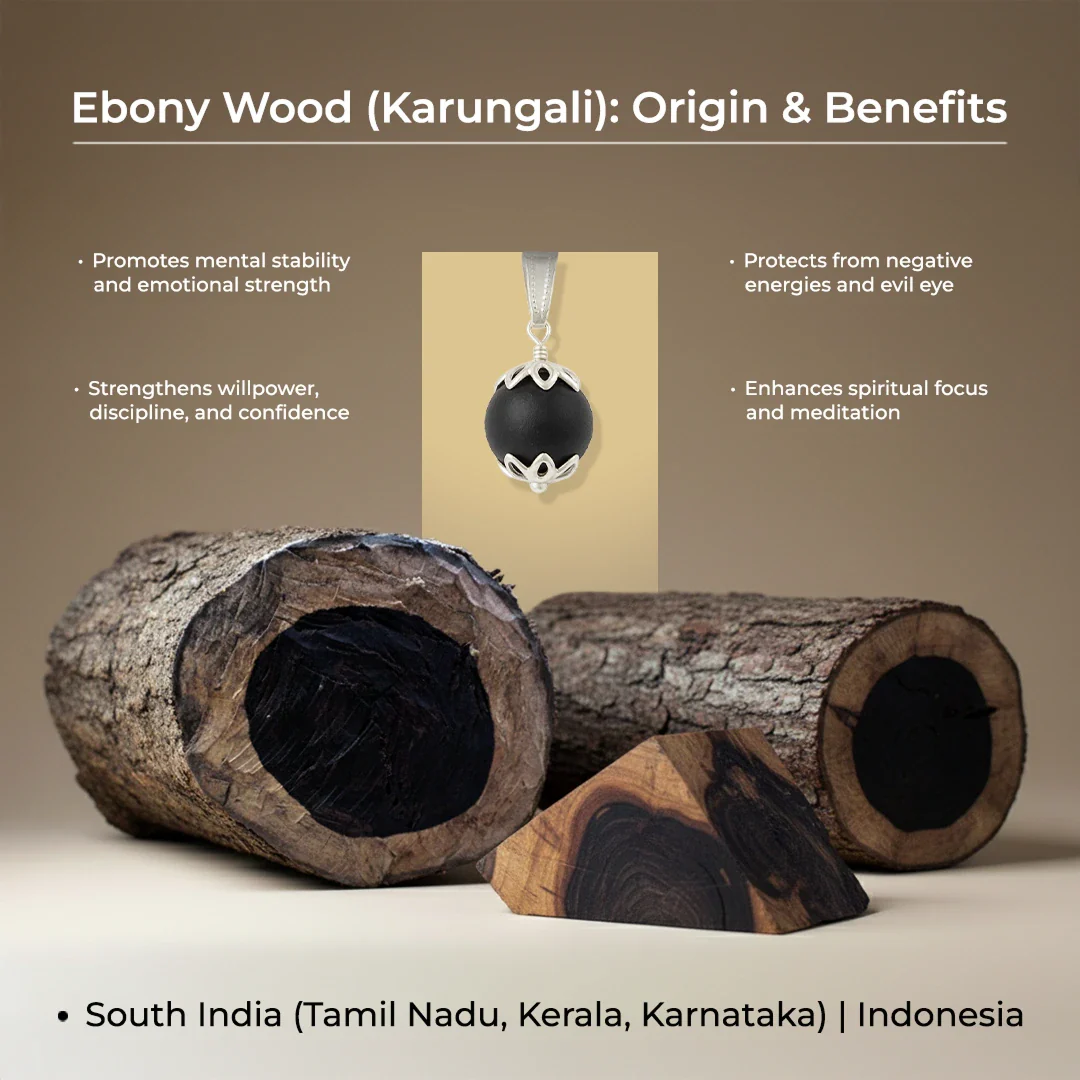 Shiv Pendant Karungali Malai Silver Cap Necklace with Govt. Certification - Image 7