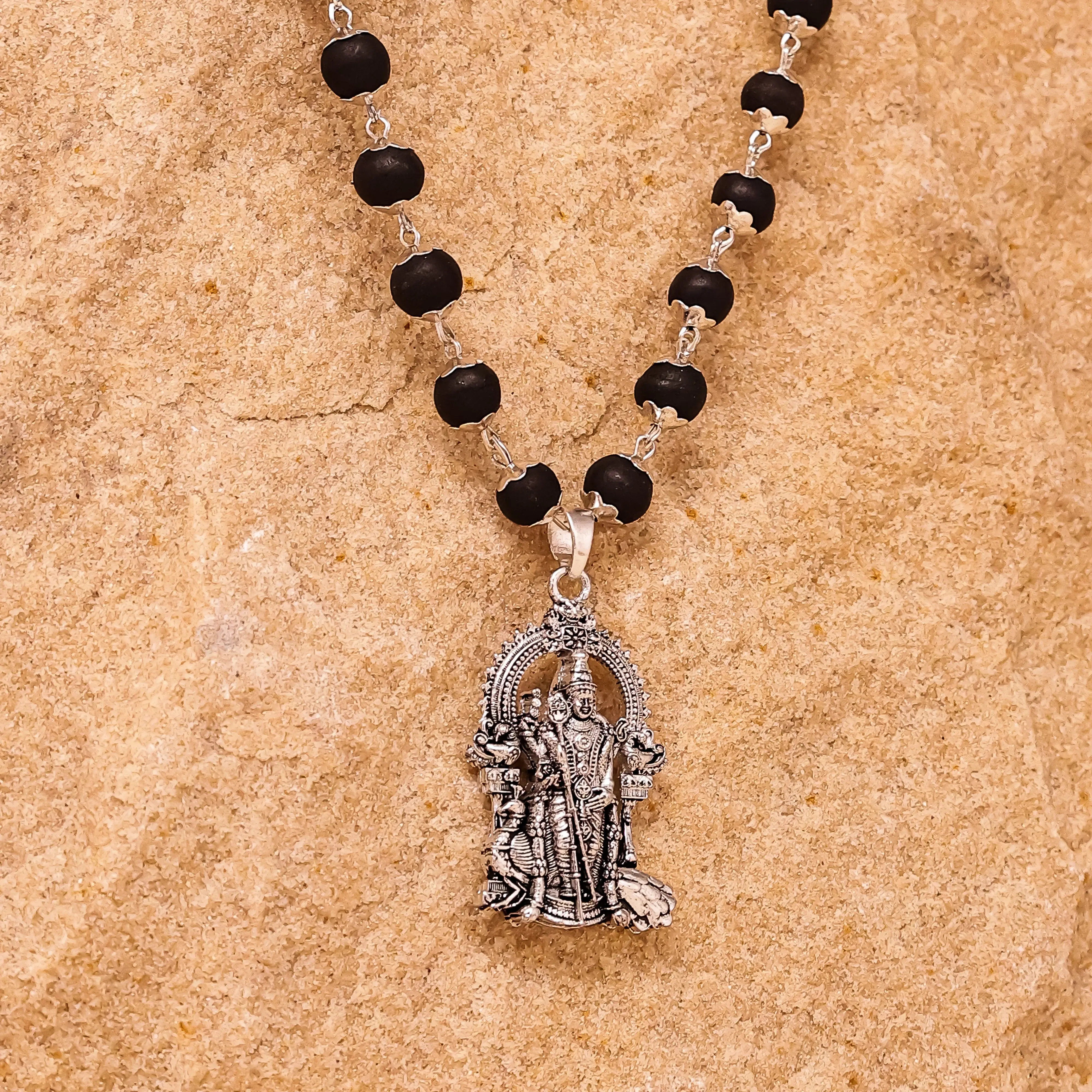 Silver plated Lord Murugan Pendant with FREE Karungali Bracelet - Image 6