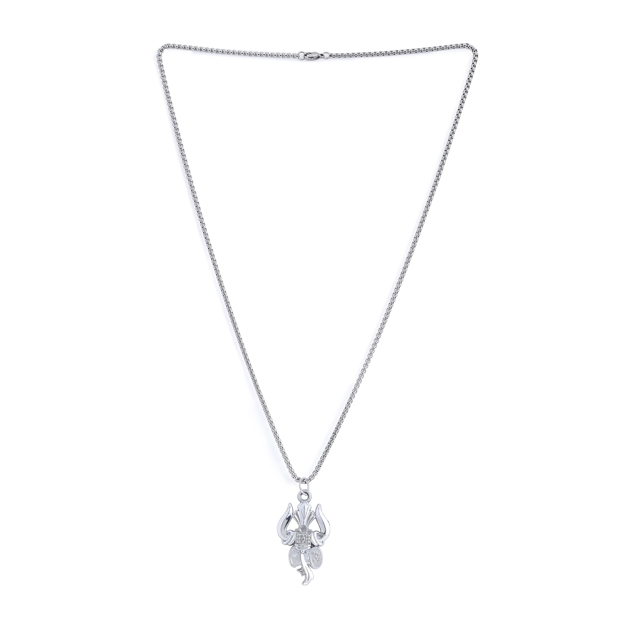 Silver Plated Shiva Trishul & Damaru Pendant - Image 5